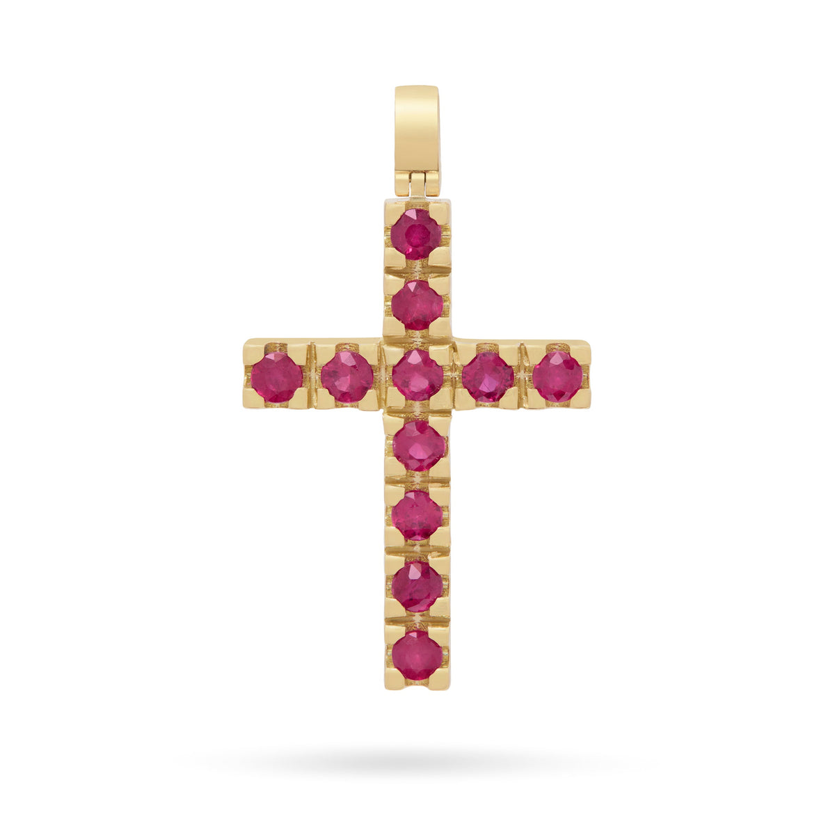 Yellow Gold Cross Pendant with Rubies