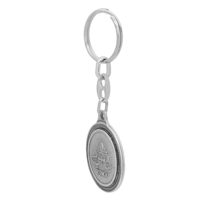 Round Colored Metal Keychain of St. Michael