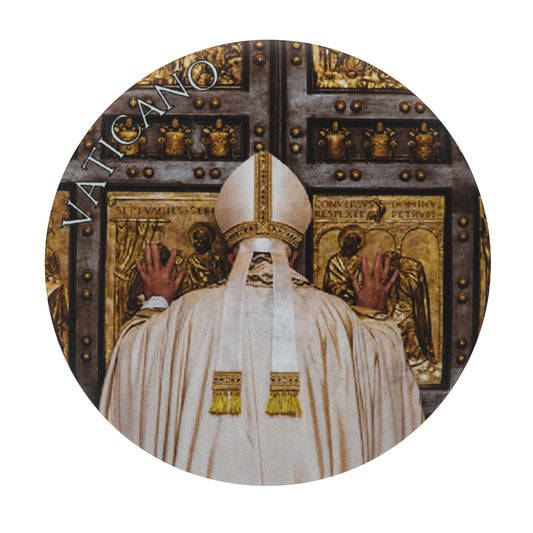 Round Soft-touch Magnet with Pope Francis Opening the Holy Door