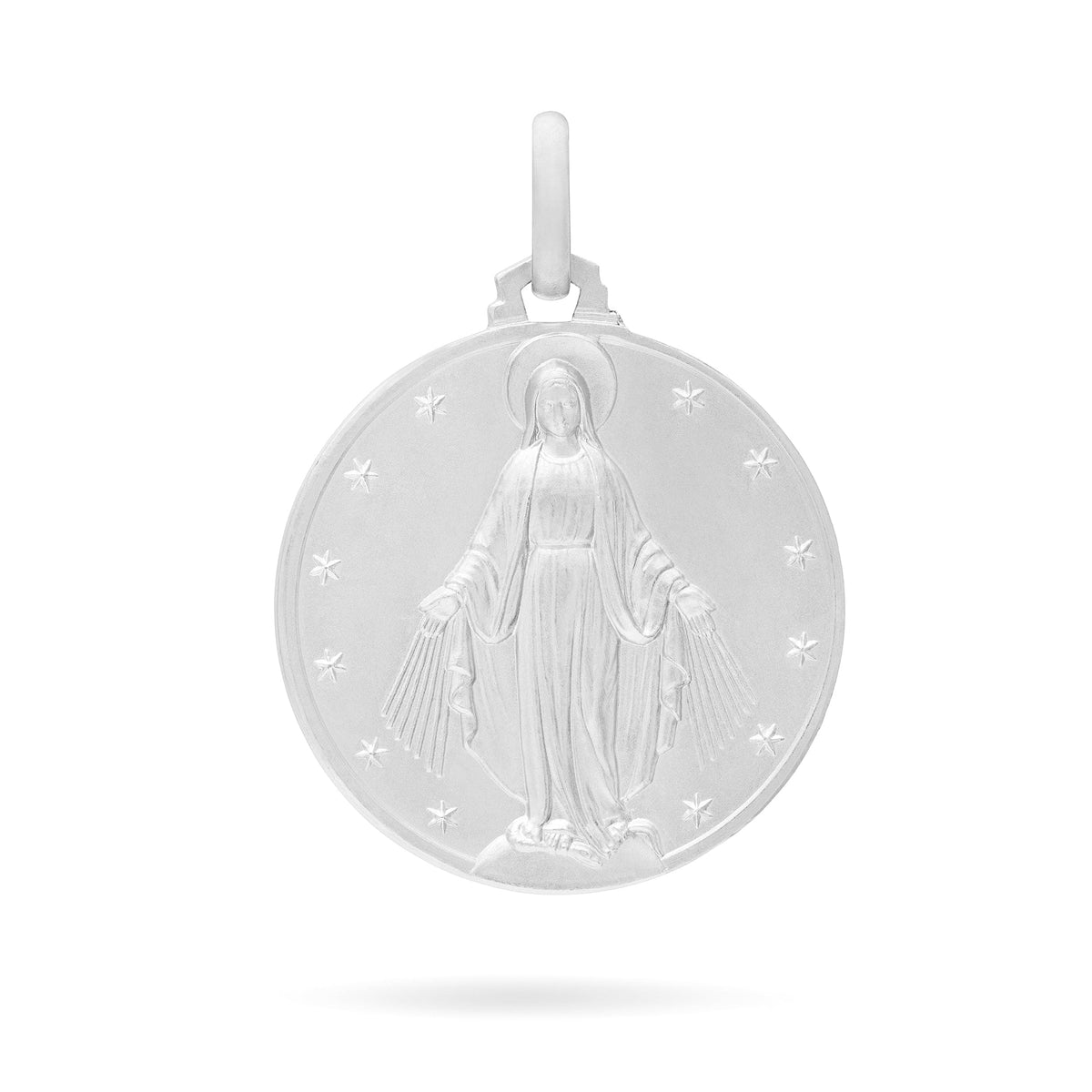 Round White Gold Miraculous Medal