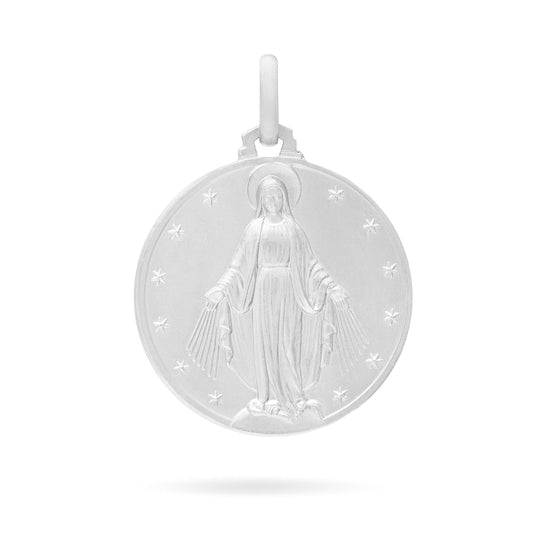Round White Gold Miraculous Medal