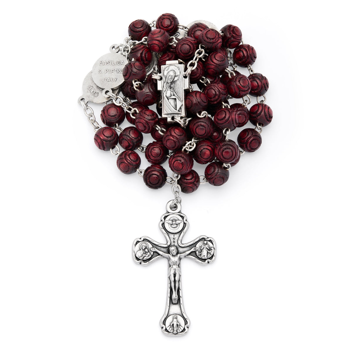 Round Wooden Rosary Beads with the Four Basilicas