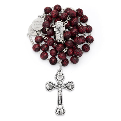 Round Wooden Rosary Beads with the Four Basilicas