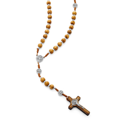 Round Wooden Rosary of Saint Benedict