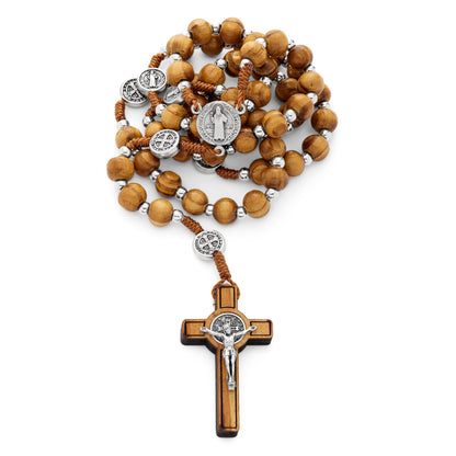 Round Wooden Rosary of Saint Benedict