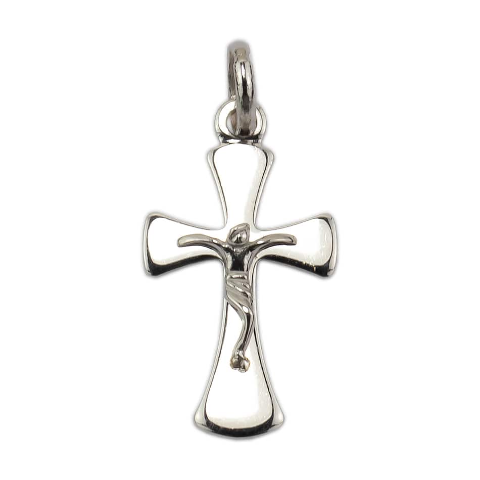 Rounded Cross Pendant White Gold