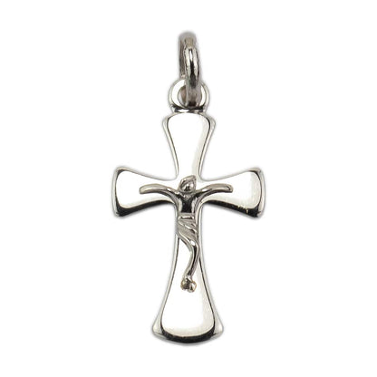 Rounded Cross Pendant White Gold