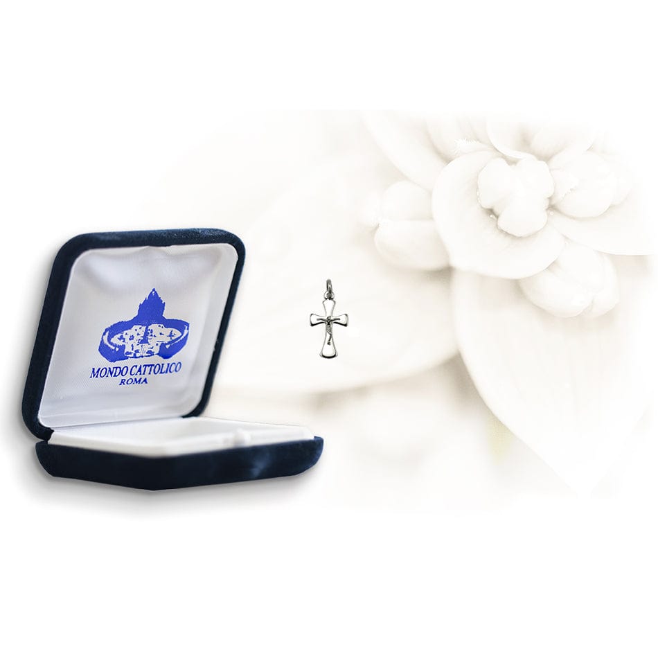Rounded Cross Pendant White Gold
