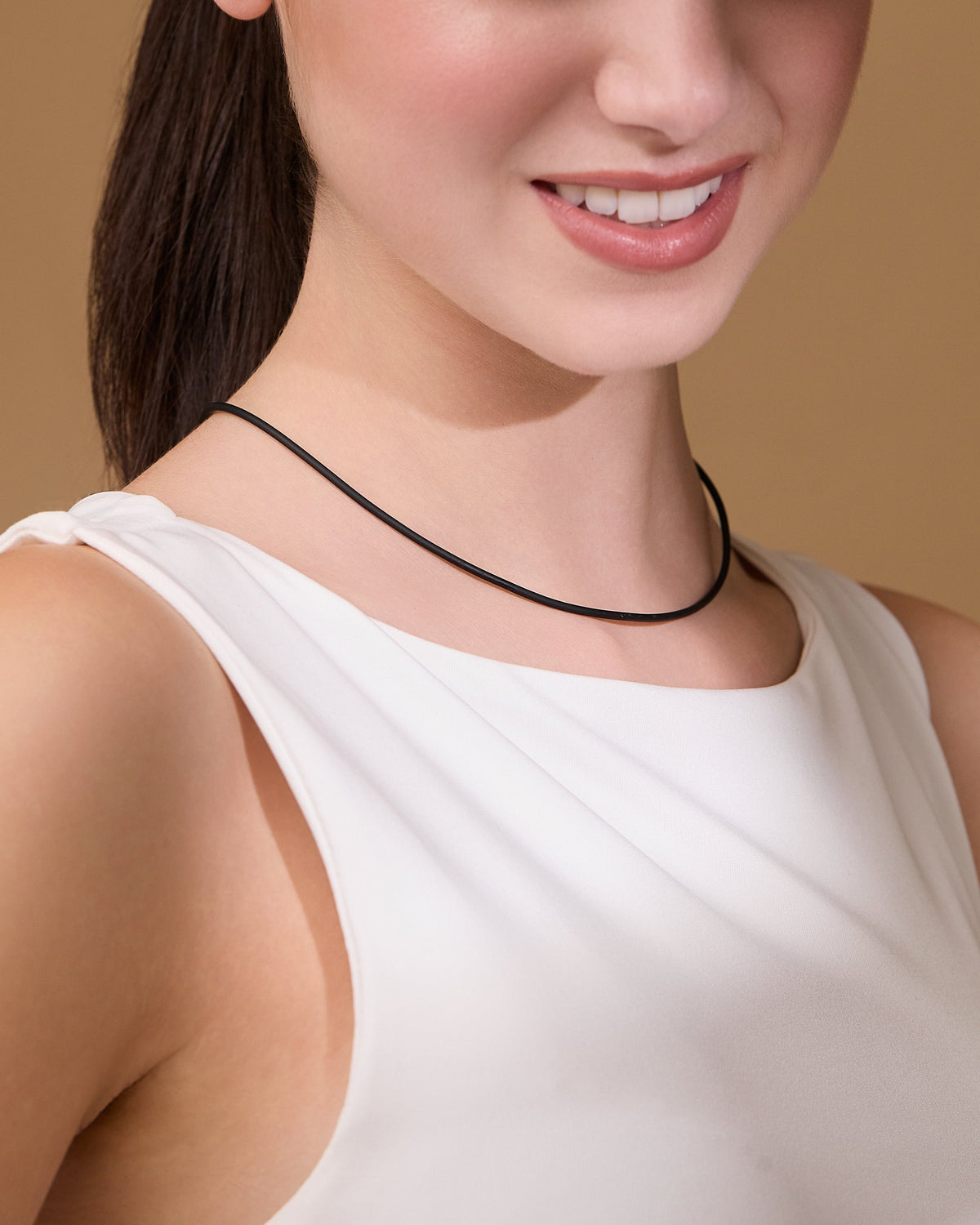 Rubber Cord Necklace with Gold-plated Sterling Silver