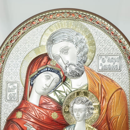 Sacred Family Bilaminated Sterling Silver Painting
