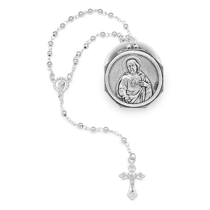 Sacred Heart of Jesus Octagonal Rosary Case with Rosary
