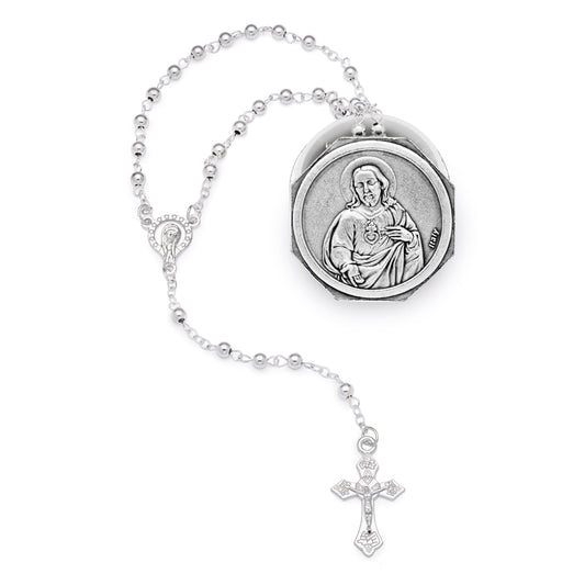 Sacred Heart of Jesus Octagonal Rosary Case with Rosary