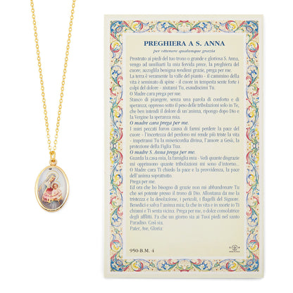 Saint Anne Holy Card and Medal with the Chain