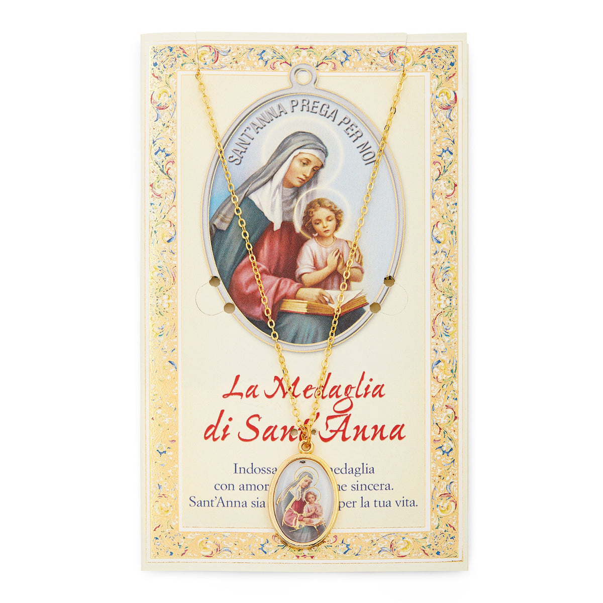 Saint Anne Holy Card and Medal with the Chain