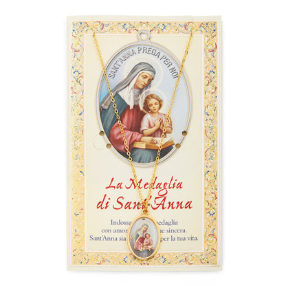 Saint Anne Holy Card and Medal with the Chain
