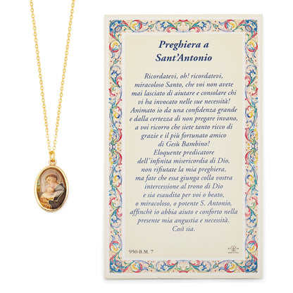 Saint Anthony  Holy Card and Medal with the Chain
