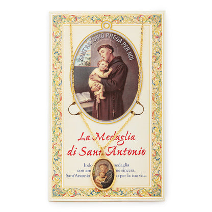 Saint Anthony  Holy Card and Medal with the Chain