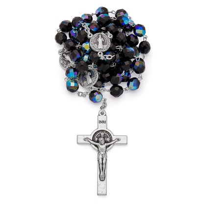 Saint Benedict Black Crystal Rosary