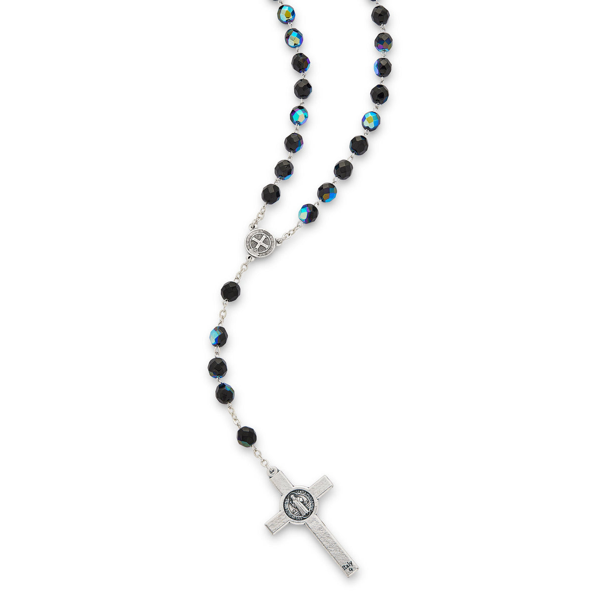 Saint Benedict Black Crystal Rosary