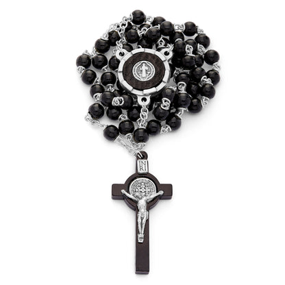 Saint Benedict Black Wooden Rosary