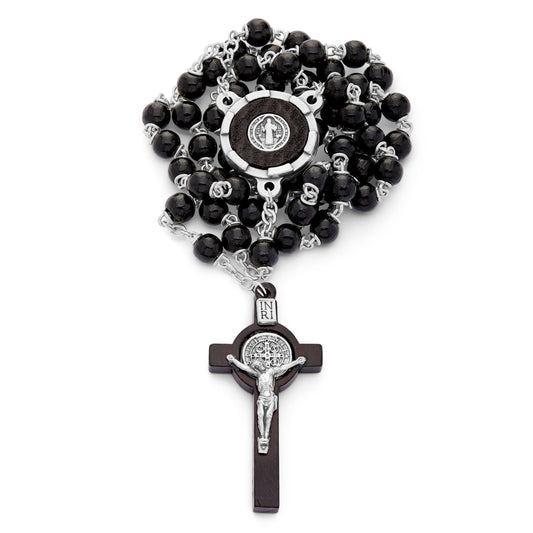 Saint Benedict Black Wooden Rosary