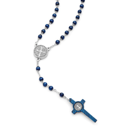 Saint Benedict Blue Wooden Rosary