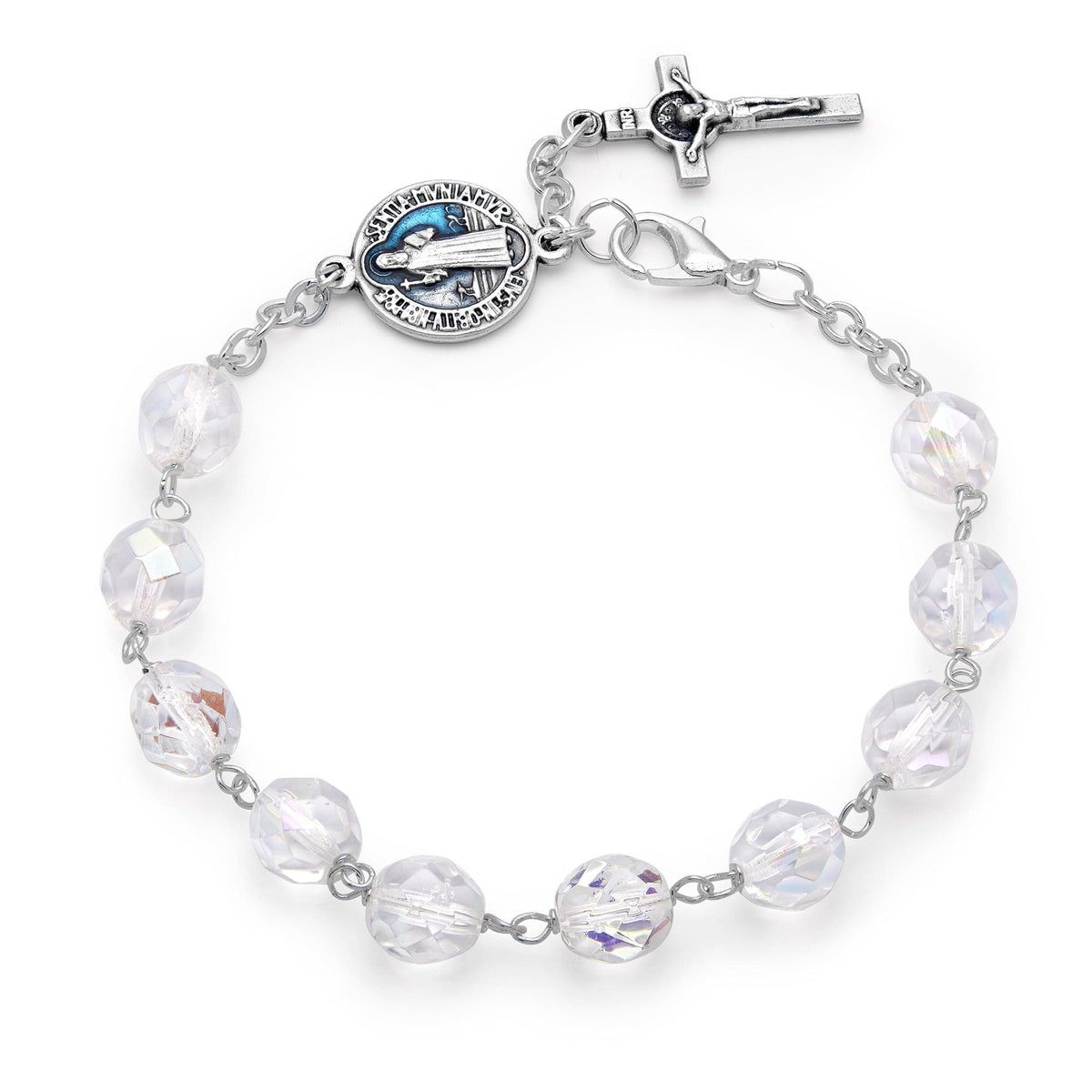 Saint Benedict Crystal Rosary Bracelet