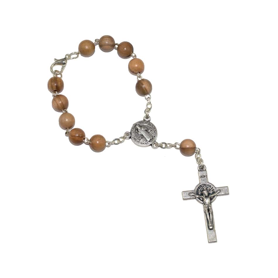 Saint Benedict Decade Rosary in Olive wood