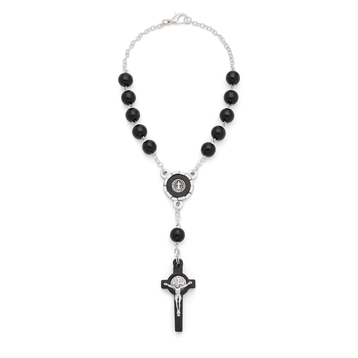 St. Benedict One-Decade Rosary in Black Wood