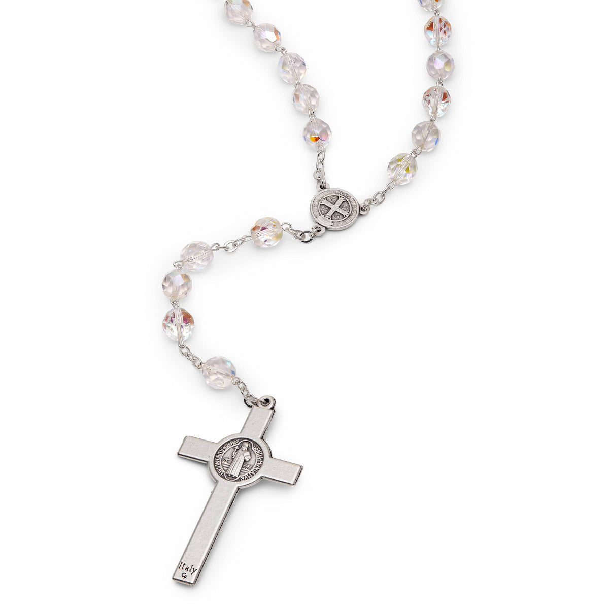 Saint Benedict Faceted Crystal Five Decades Beads Traditional Rosary