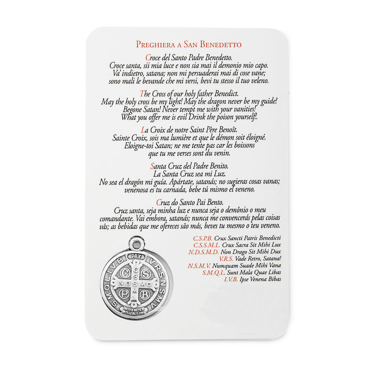 Saint Benedict Prayer Card