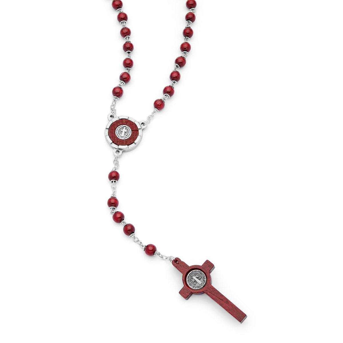 Saint Benedict Red Wooden Rosary