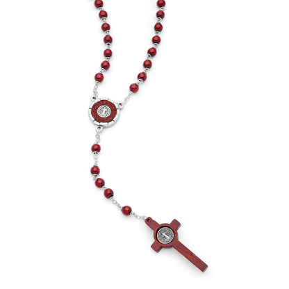 Saint Benedict Red Wooden Rosary