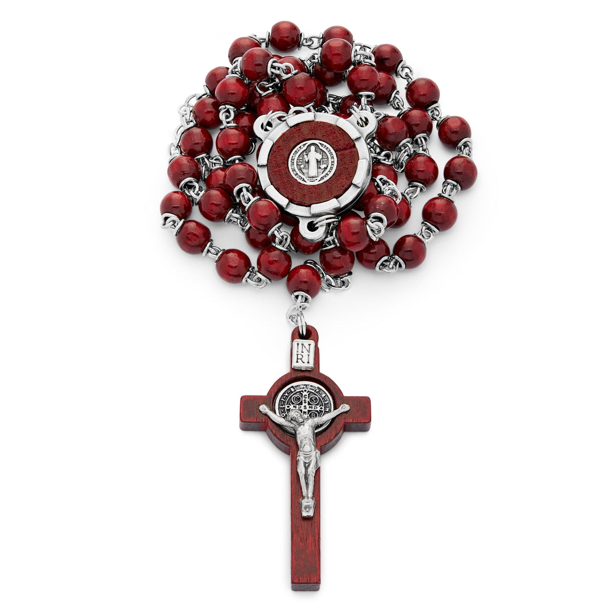 Saint Benedict Red Wooden Rosary