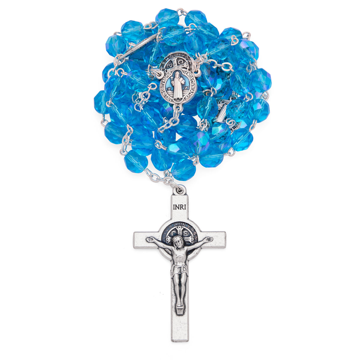 Saint Benedict Turquoise Crystal Rosary