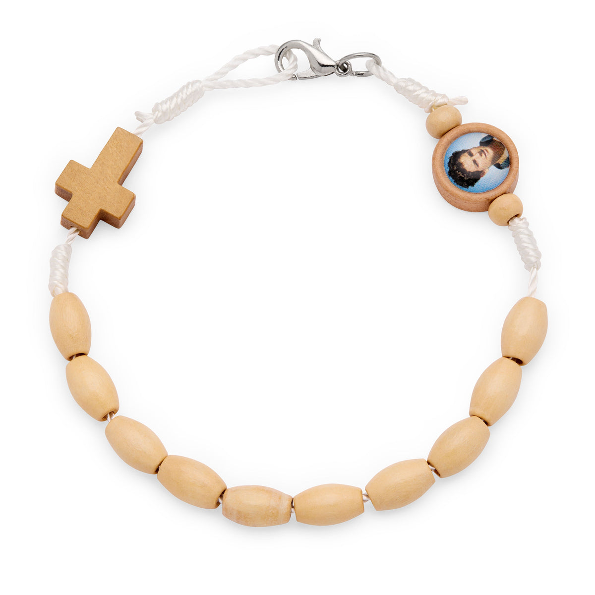 Saint Carlo Acutis Bracelet with Wooden Beads