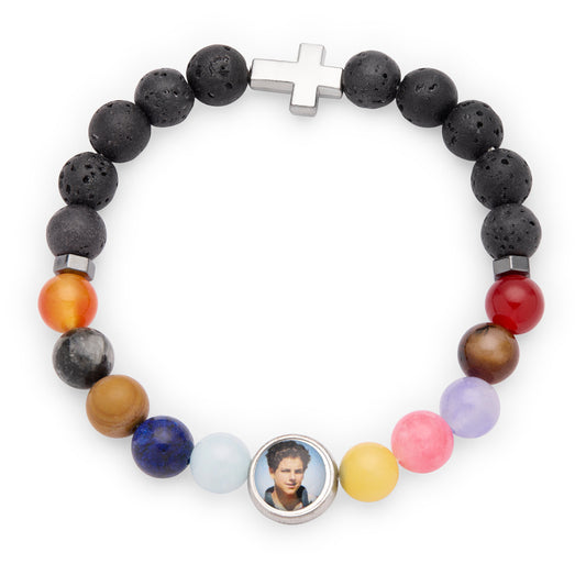 Saint Carlo Acutis Elastic Bracelet with Mixed Stones