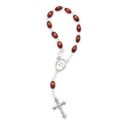 Saint Carlo Acutis One-Decade Rosary with Dark Wooden Oval Beads