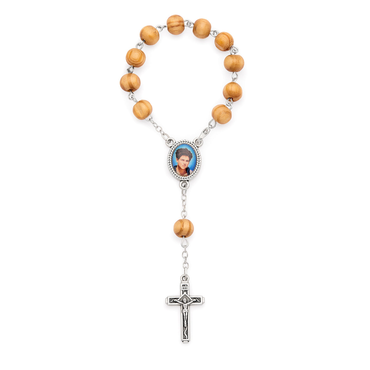 Saint Carlo Acutis One-Decade Rosary with Wooden Beads