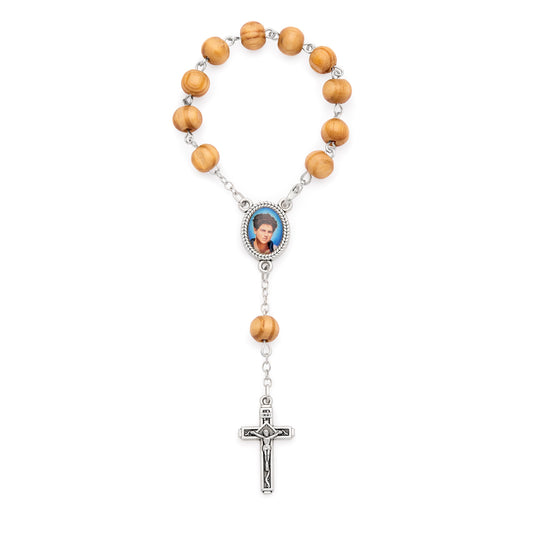 Saint Carlo Acutis One-Decade Rosary with Wooden Beads