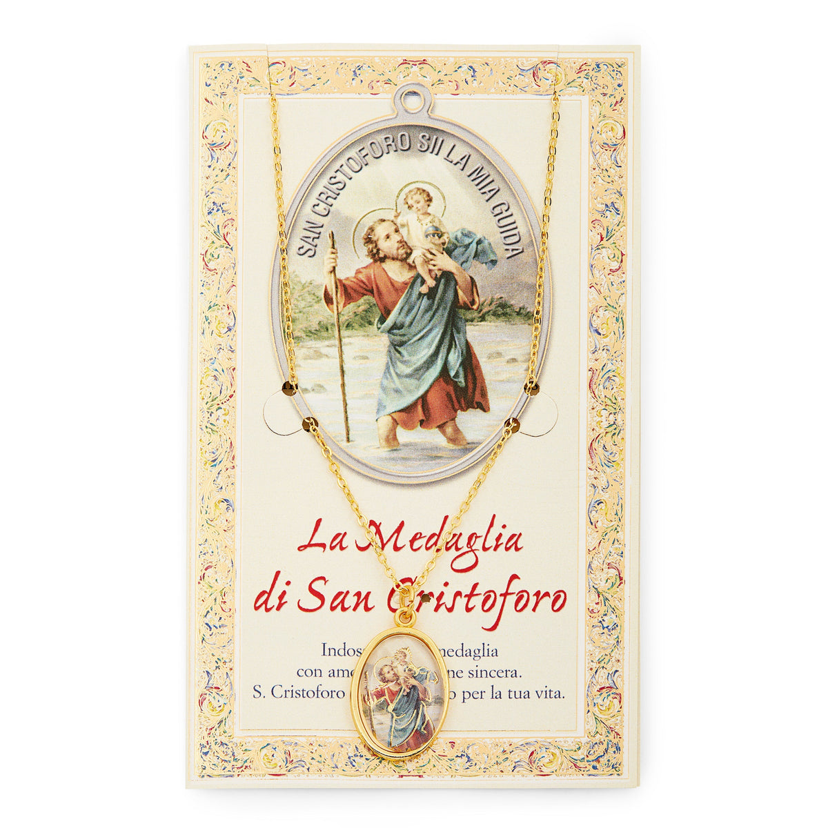Saint Christopher Prayer Card and Medal With Chain