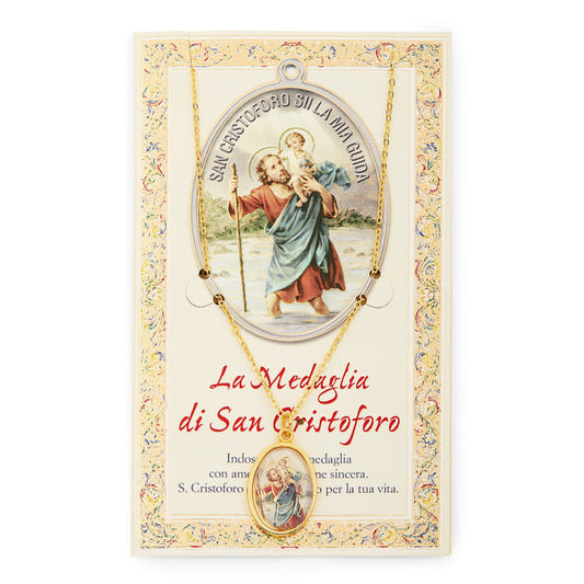Saint Christopher Prayer Card and Medal With Chain