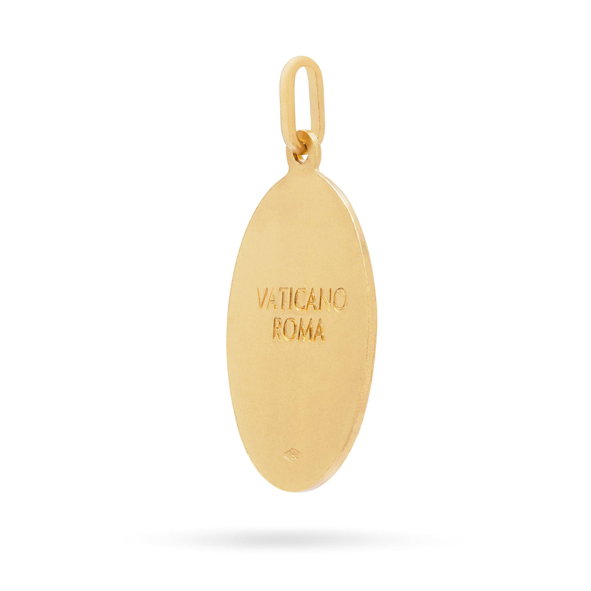 Yellow Gold St. Christopher Oval Medal with Beveled Edge