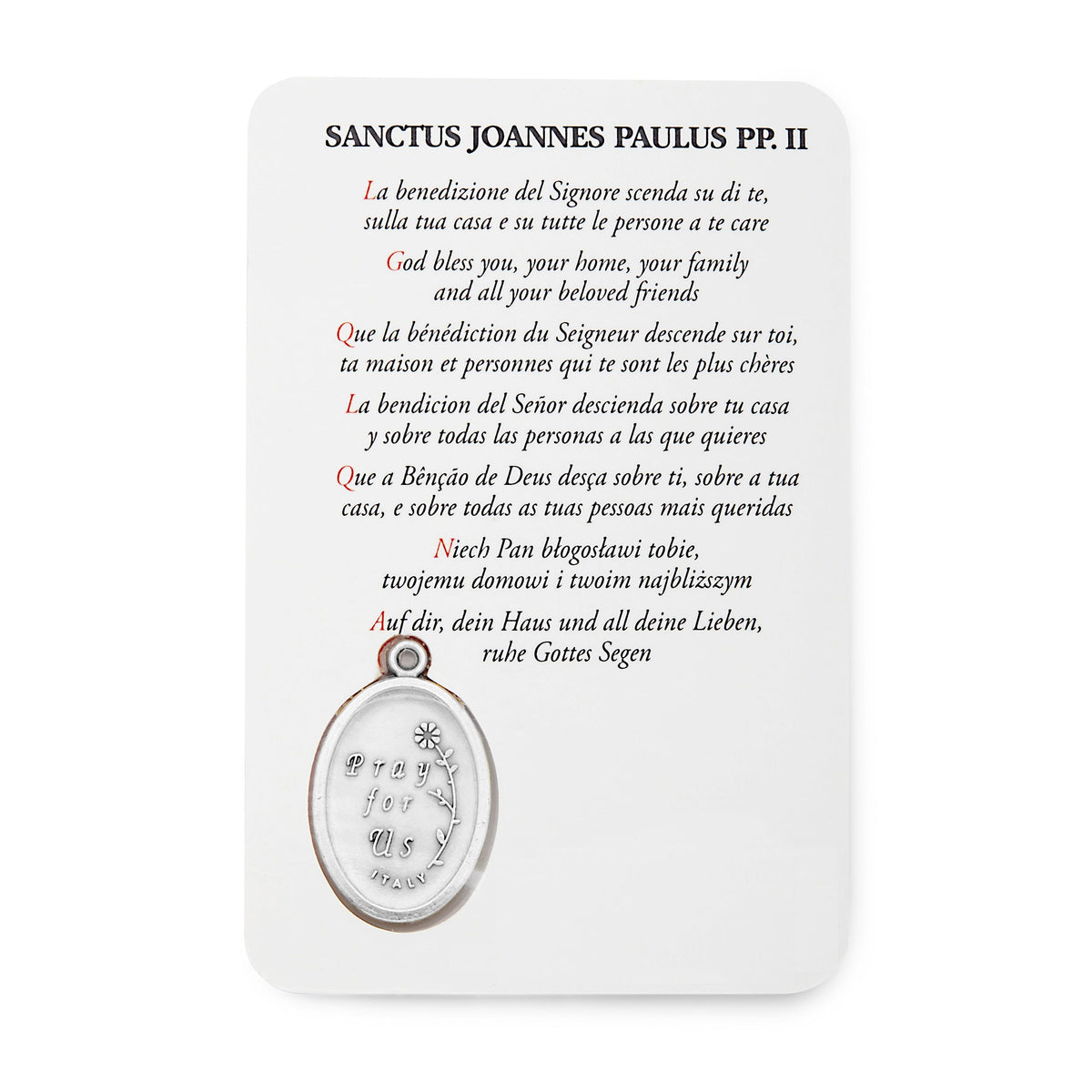 Saint John Paul II Plastified Prayer Card