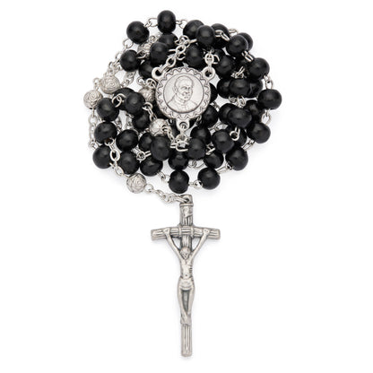 Saint John Paul II Rosary with Black Wood Beads