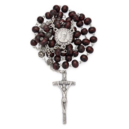 Saint John Paul II Rosary with Dark Brown Wood Beads