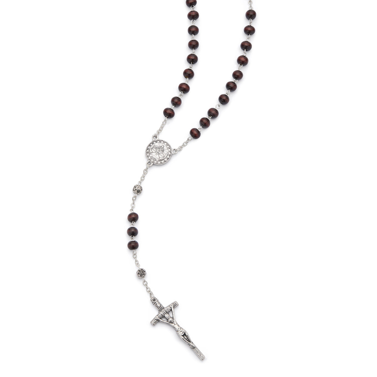 Saint John Paul II Rosary with Dark Brown Wood Beads