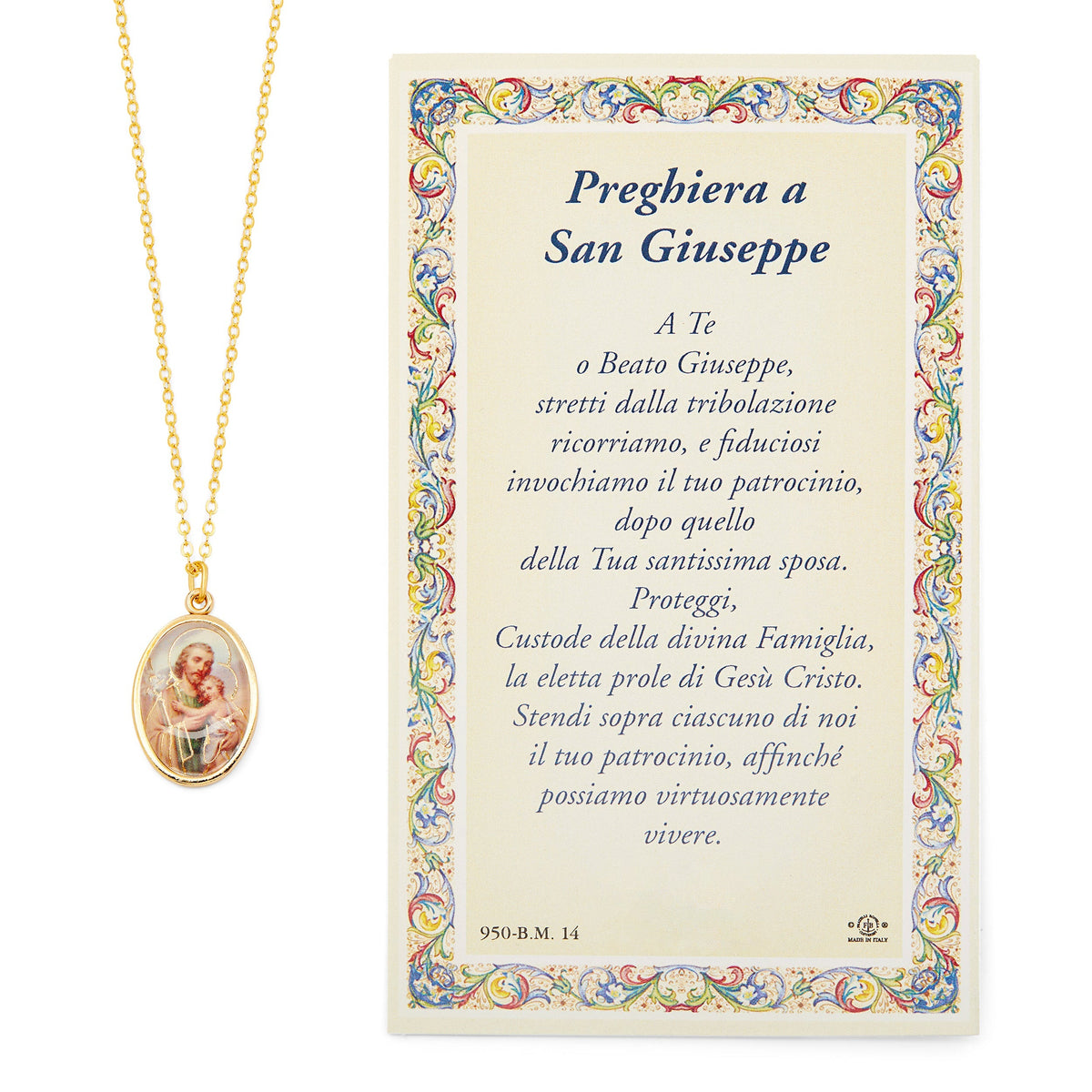 Saint Joseph Holy Card and Medal with the Chain