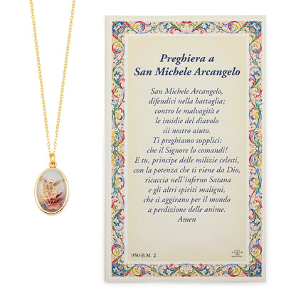 Saint Micheal Prayer Card and Medal With Chain