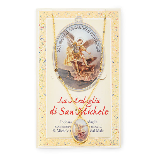 Saint Micheal Prayer Card and Medal With Chain